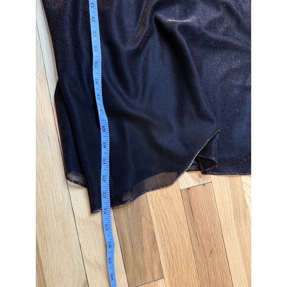 Vintage 90s Y2K Patra Shimmer Slip Brown Prom Dress Gown Ombré Mesh Overlay12 - Picture 13 of 14